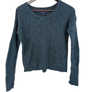 Aeropostale Blue Waffle Knit Crewneck Sweater Womens Medium Cozy Fall Layering